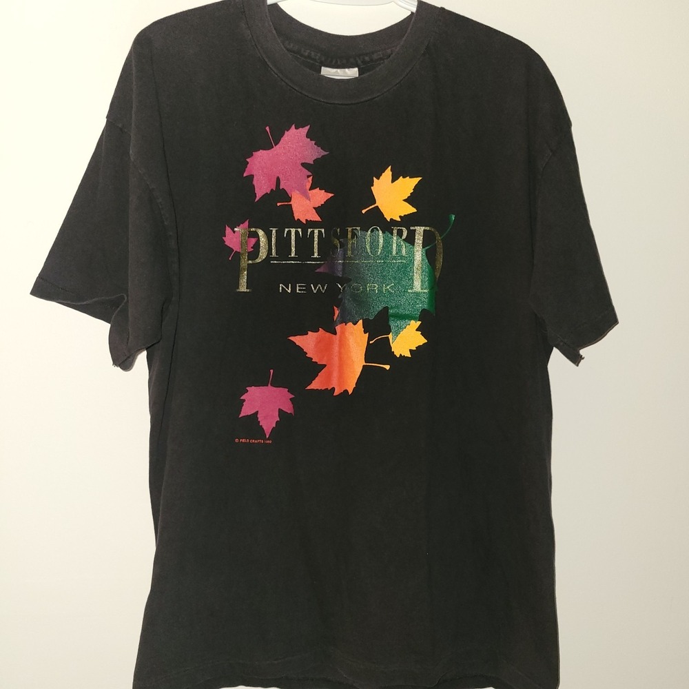 Vintage 1990 Field Crafts Pittsford New York Single Stitch T-Shirt Size XL Black